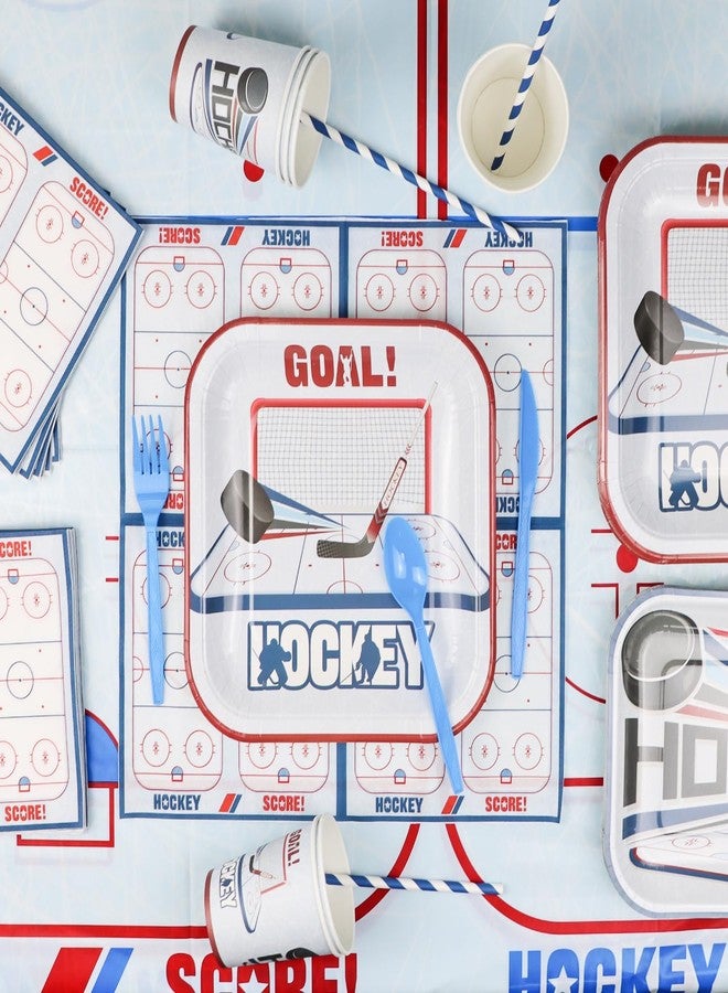PTECDROTS 162Pcs Hockey Party Decorations - Including Hockey Theme Plates, Napkins, Cups, Birthday Banner for Ice Hockey Party Decoration Kids Party Supplies, Serve 20 - Image 4